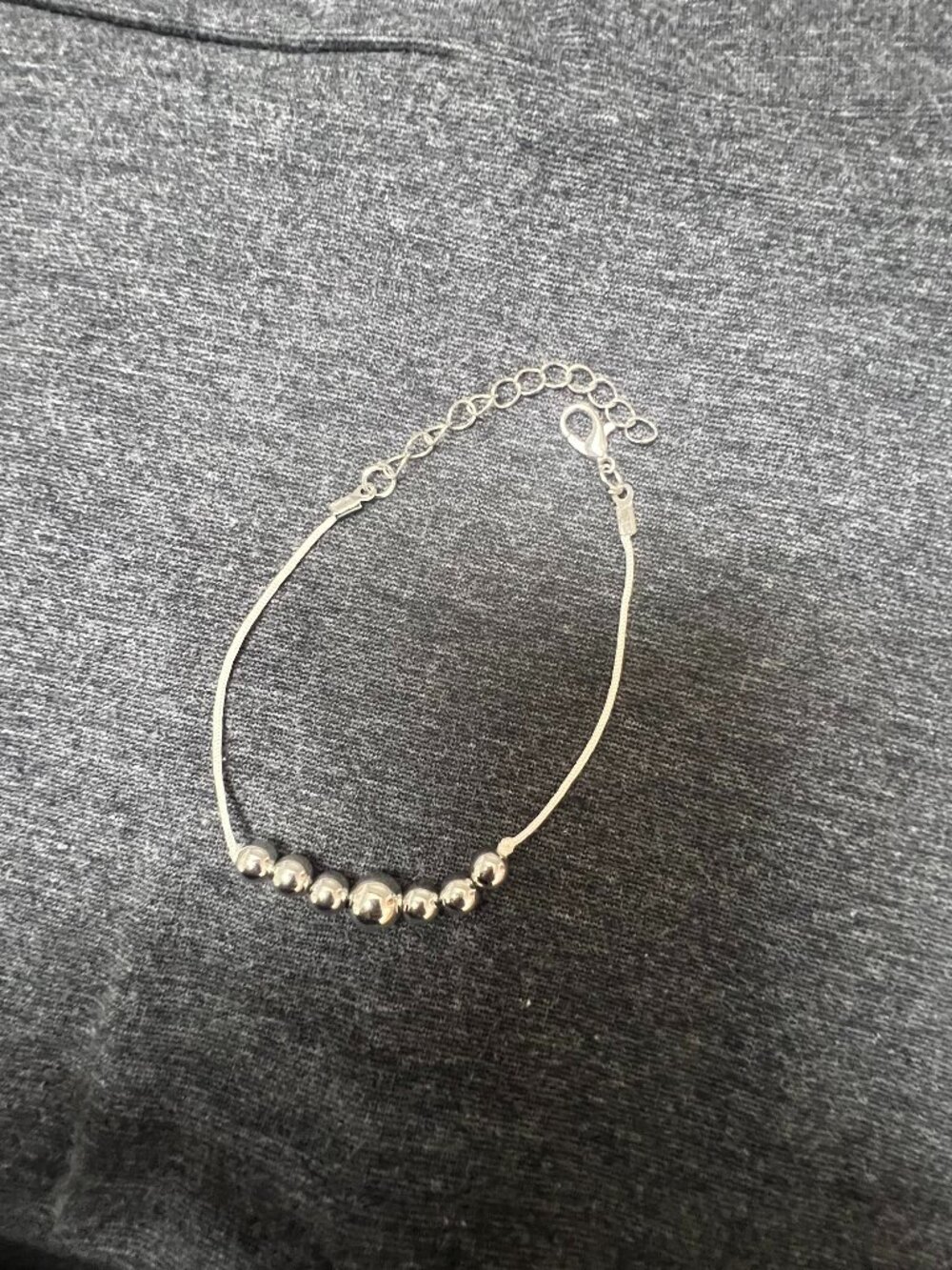 Silver Tone Beaded Bracelet Graduated Ball Adjustable Womens 8.5"